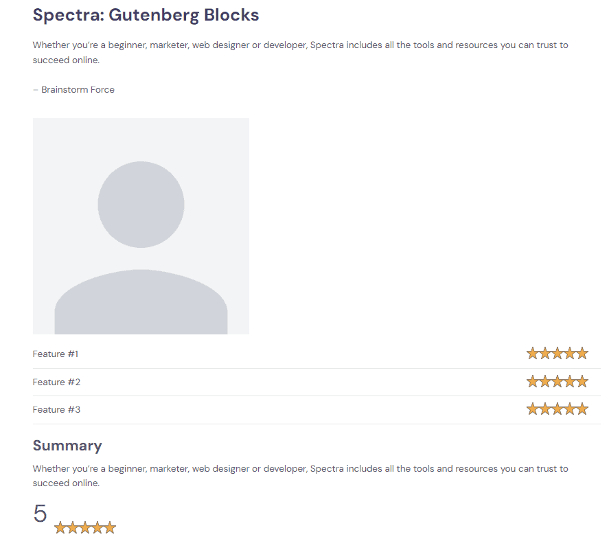 Spectra Page Builder: A Comprehensive Review 14 Spectra Review block